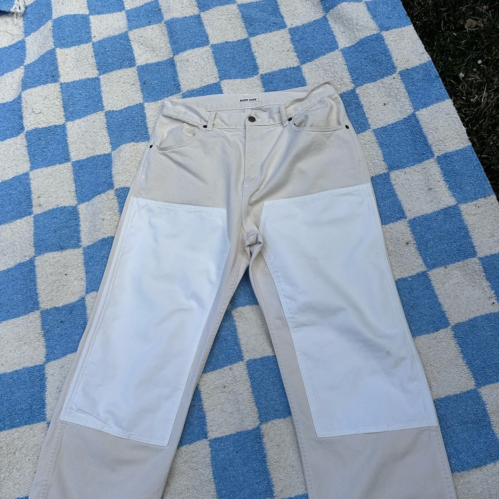 Rudy Jude Cream Two-Tone Patch front Jeans - Picture 2 of 6